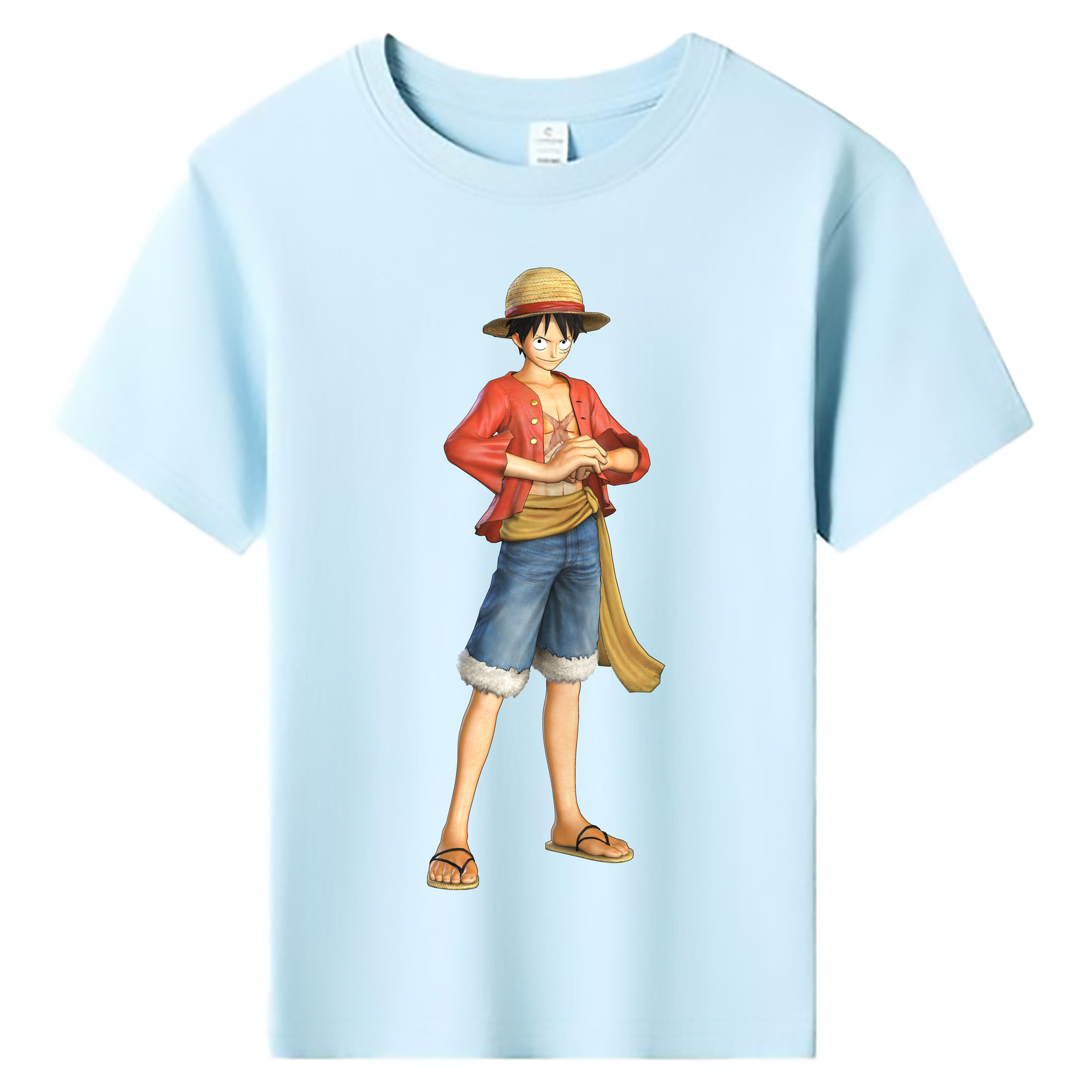 ワンピース モンキー・D・ルフィ ONE PIECE Monkey D. Luffy 綿100％キッズTシャツ（フロントプリント）